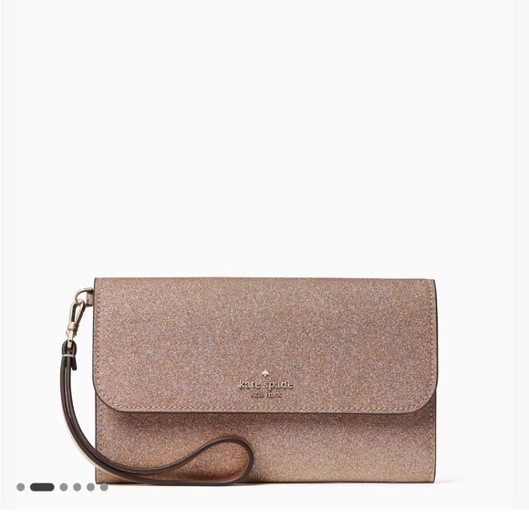 🌸 NWOT Kate Spade Rose Gold Sparkle Tinsel Large Continental Wallet 🌸 - Picture 2 of 8